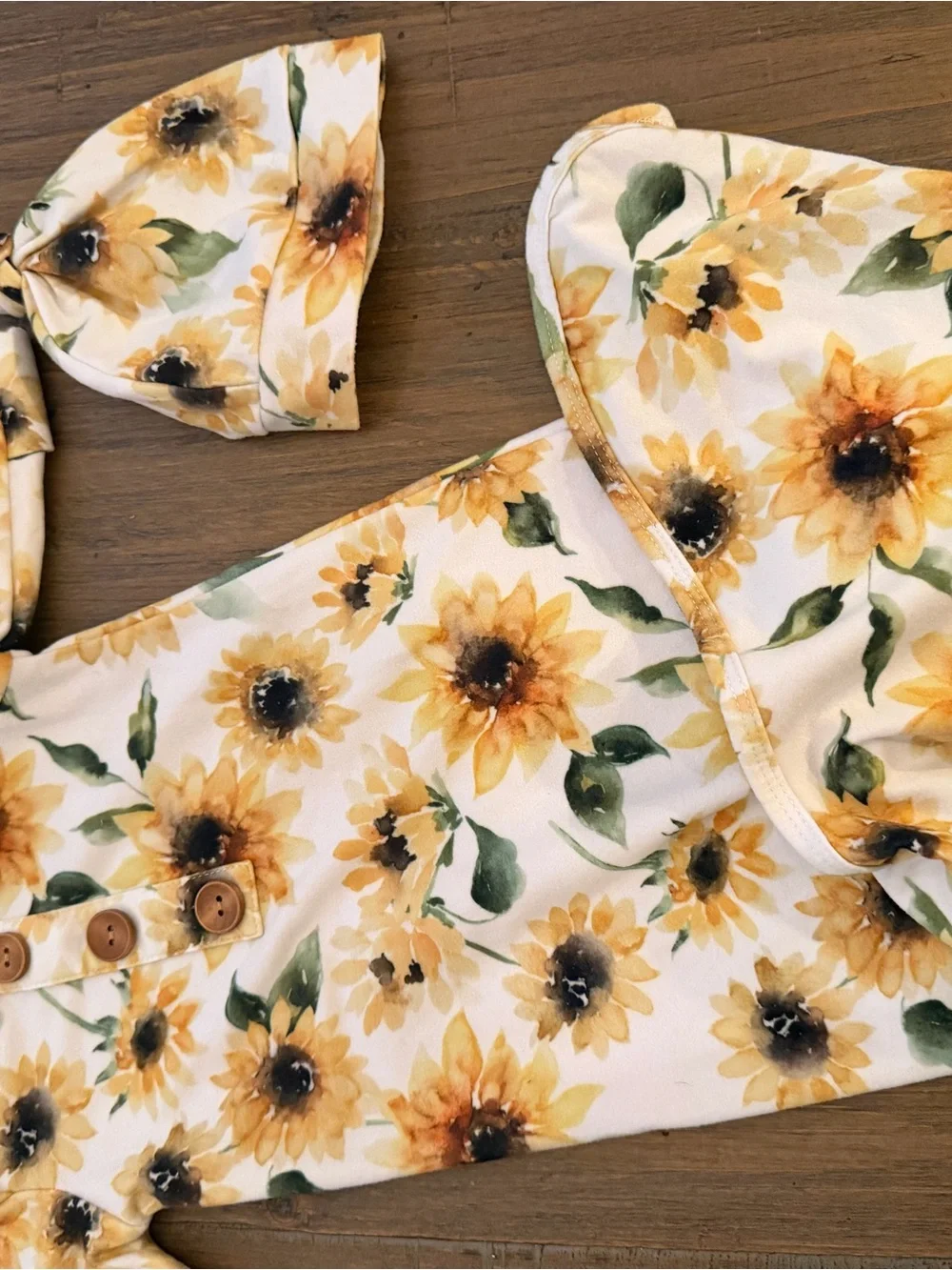 Caden Lane Sunflower Footie Set in Yellow Green White